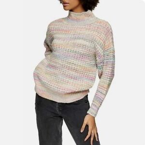 Topshop Space Dye Chunky Turtleneck Knit Multi size US 4-6